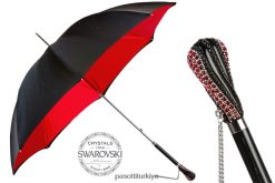 şemsiye | PASOTTI kadınlar 185n plat-26 plat-34 s8 - kırmızı iç kısımlı, çift kumaşlı siyah swarovski şemsiye RZHTTX547