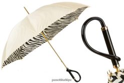 şemsiye | PASOTTI üniseks 189 21028-55 a - içi zebrin kaplı, çift kumaşlı fildişi şemsiye RZHTTX419