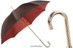 şemsiye | PASOTTI üniseks 189 21029-21 g2 - içi kırmızı zürafa desenli, çift kumaşlı şemsiye RZHTTX420