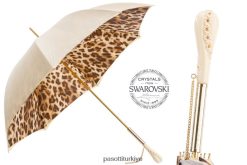 şemsiye | PASOTTI üniseks 189 52417-11 z5 - krem ​​beyaz leopar desenli çift kumaşlı şemsiye RZHTTX424